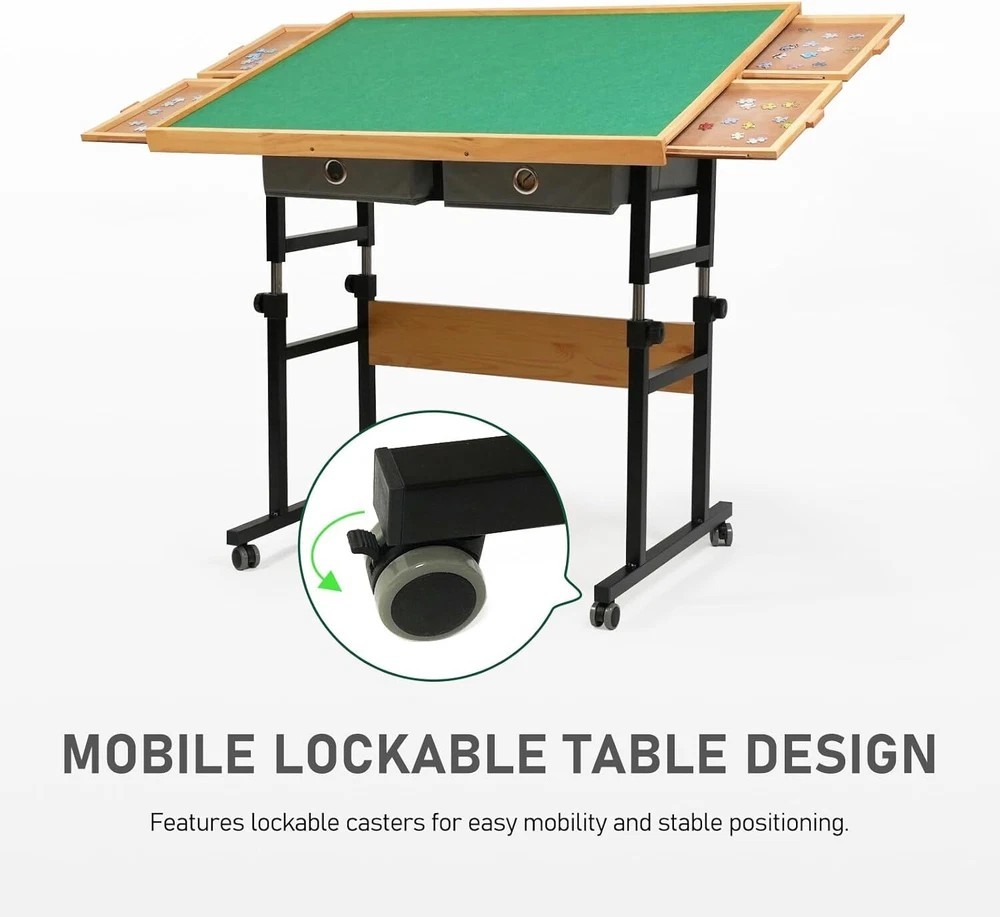 Puzzle Table with Wheels, for 1500 Pieces with Drawers and Cover, 34.25″ x 25.2″