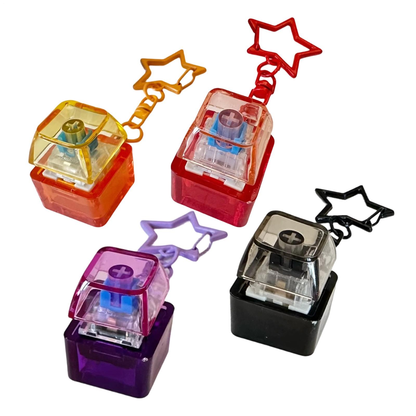 Transparent Star Keyboard Keychain Light-up Star-Design Sensory Button with Key