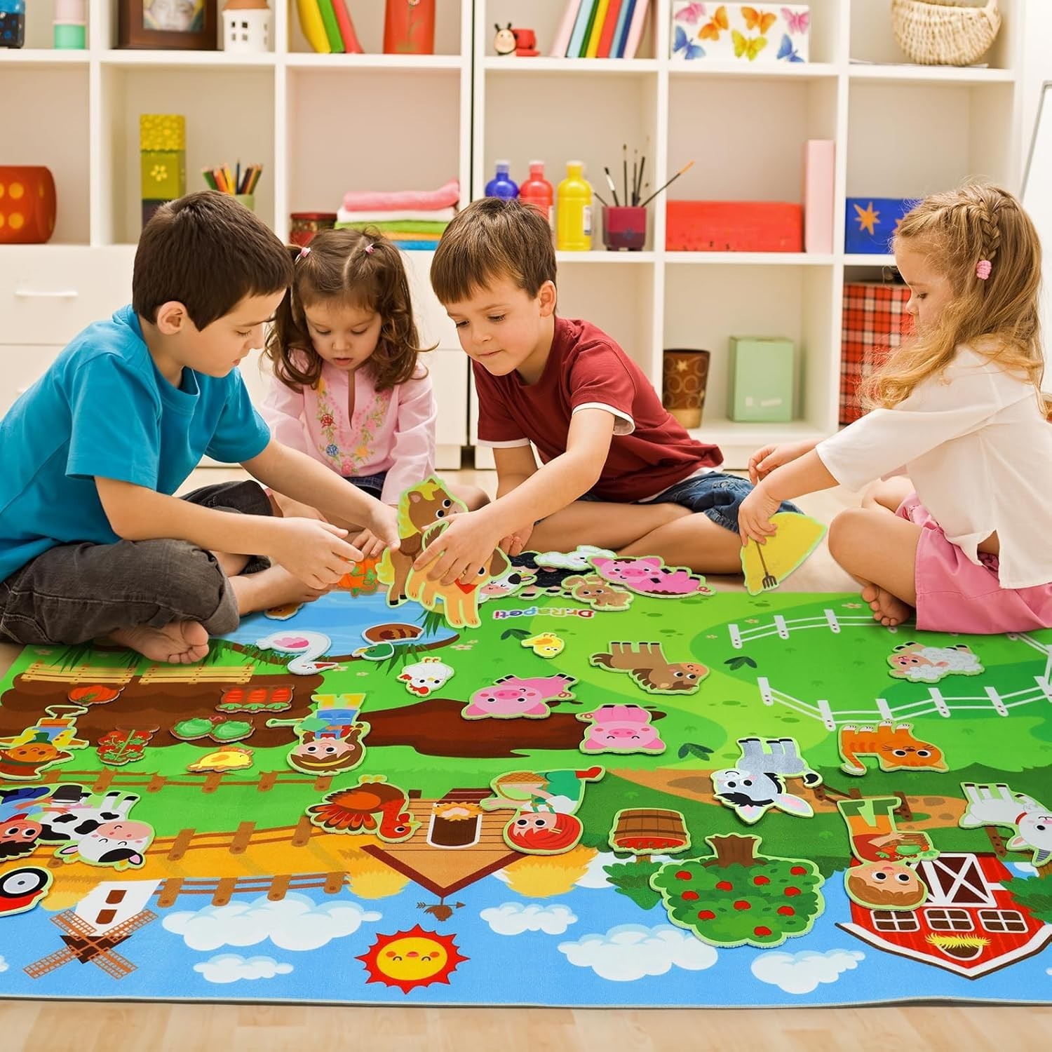 Farm Animals Felt Story Board Set 41PCS Preschool Farmhouse Barnyard Theme Bu…