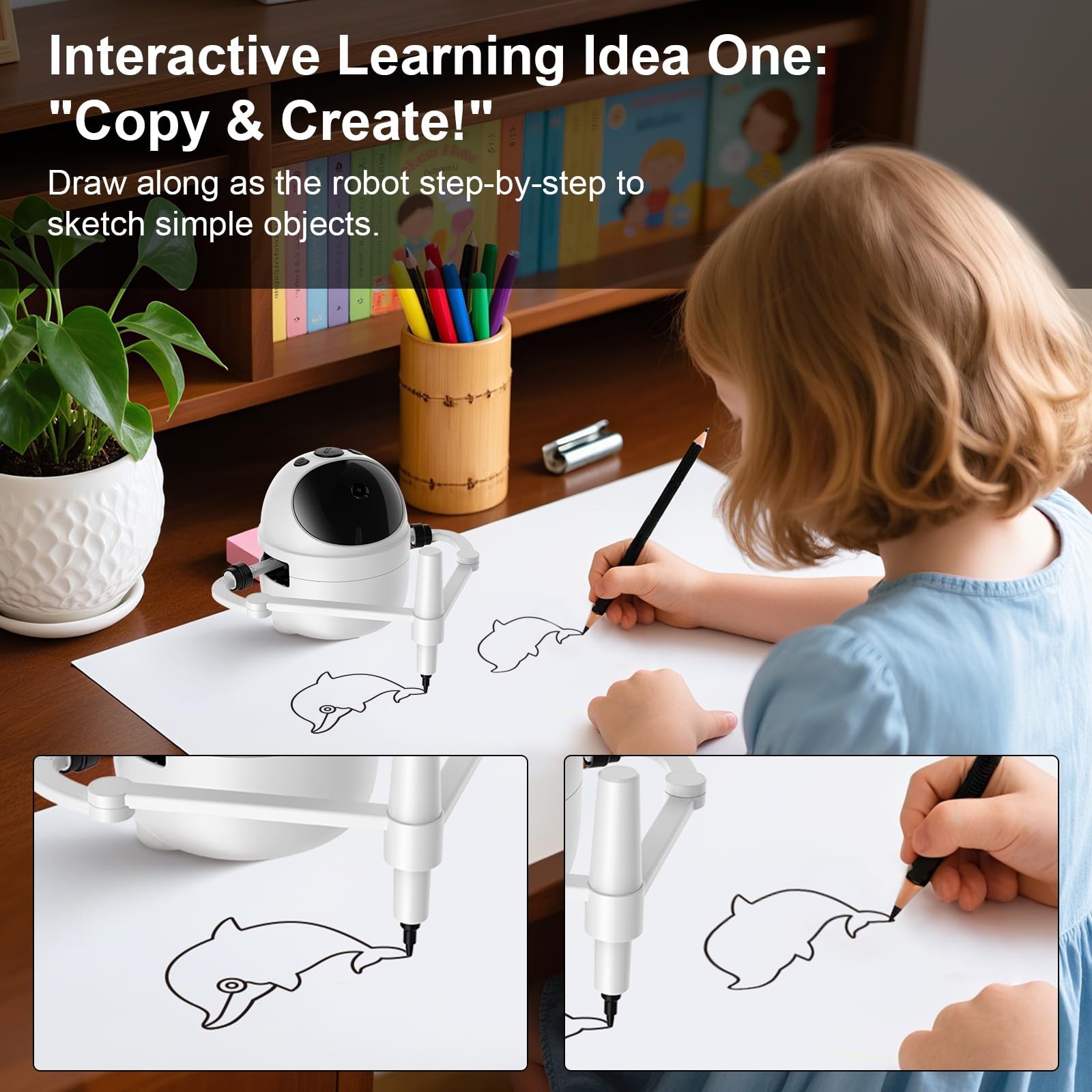 Creative Drawing Robot for Kids – Educational Toy with 150 Word Cards, Gift for