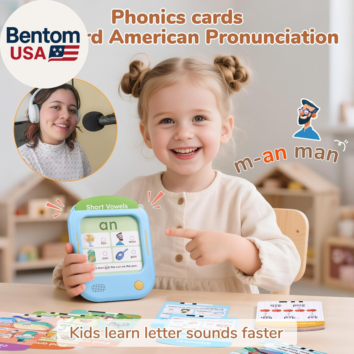 Kids Learning Tablet, Phonics Talking Flash Cards, Learn to Read with 156 Pages,