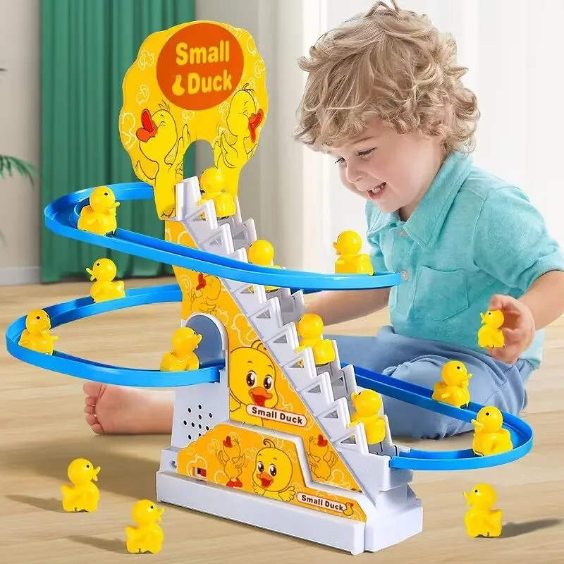 Electric Small Ducks Climbing Toys DIY Ducks Chasing Race Track Game Set with