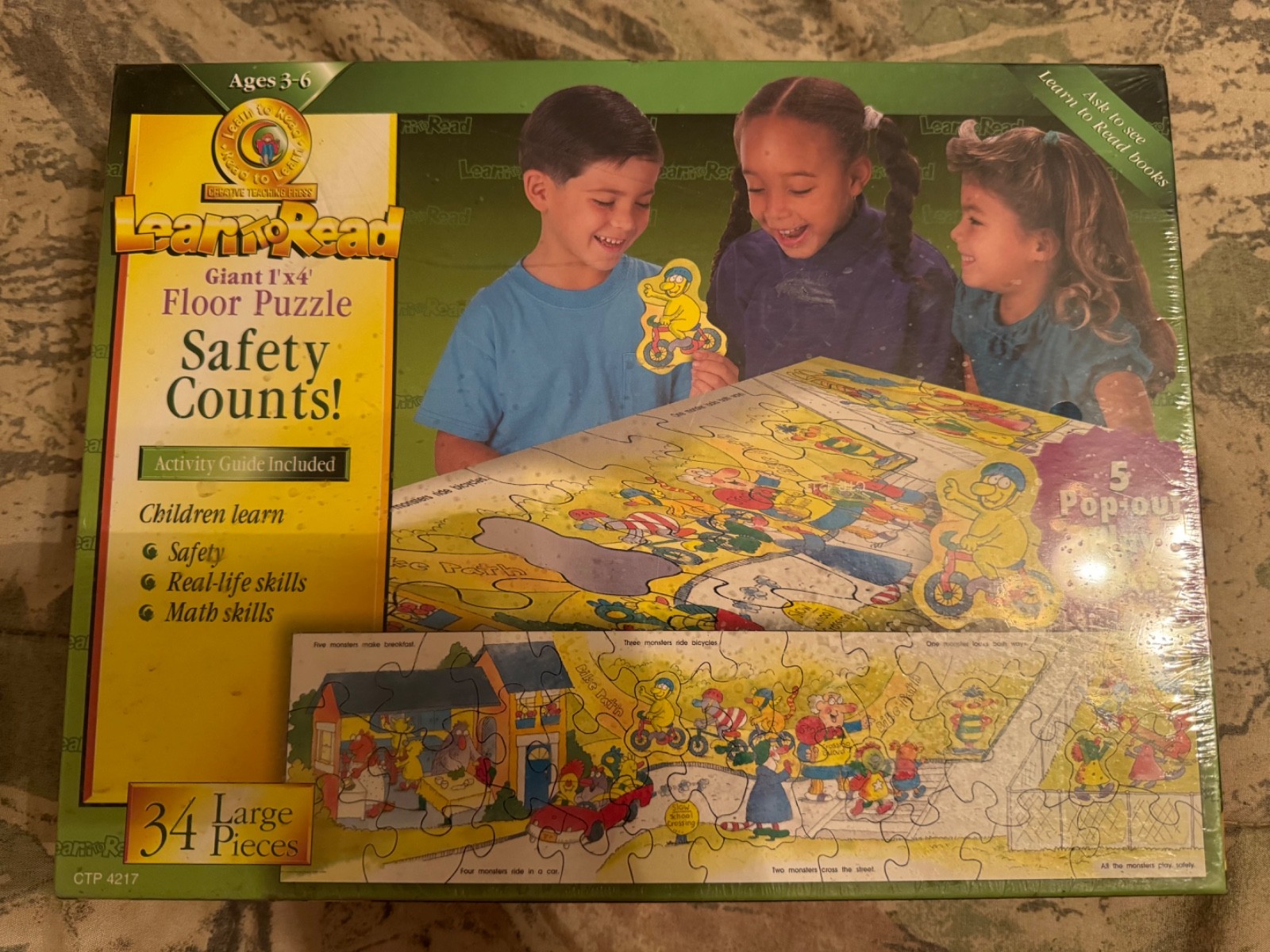 Creative Teaching Press Learn To Read Safety Counts! Large Floor Puzzle, New