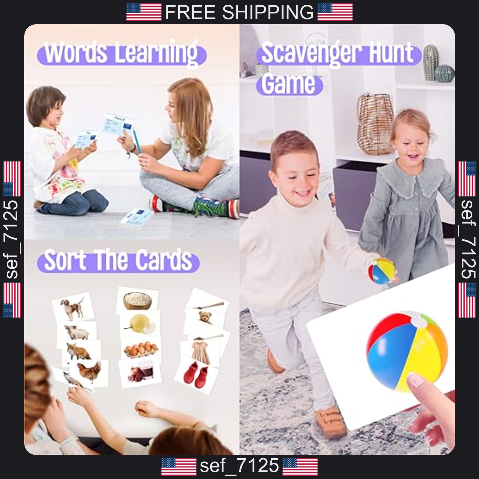 140 Noun Picture-Word Cards, Picture Flashcards Language Builder Visual Aid