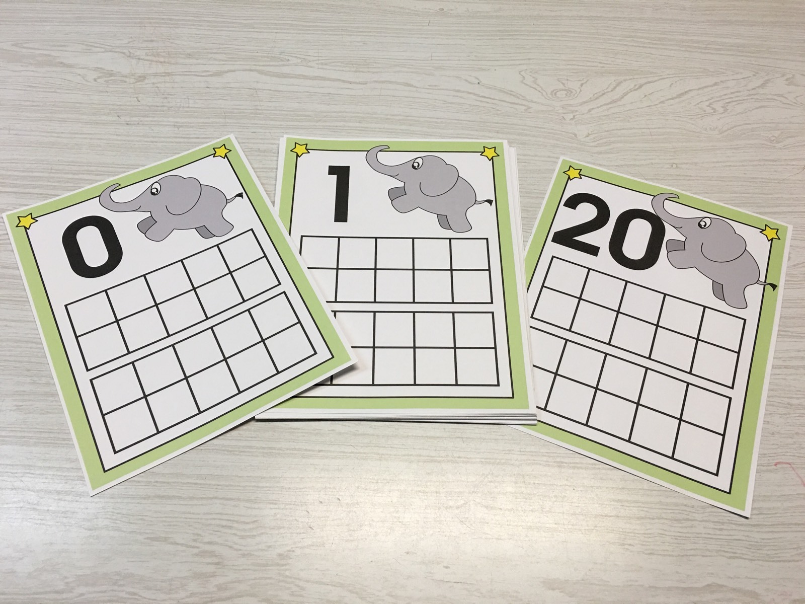 Elephant Count Ten Frames 0-20 Laminated Activity Set – Teaching Supplies