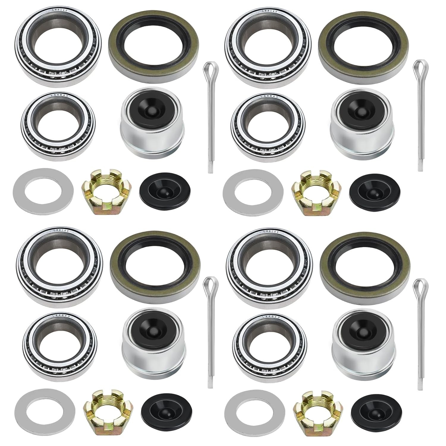 Trailer Axle Bearings Kit L68149 L44649 171255TB Grease Seals 1.98″ Trailer