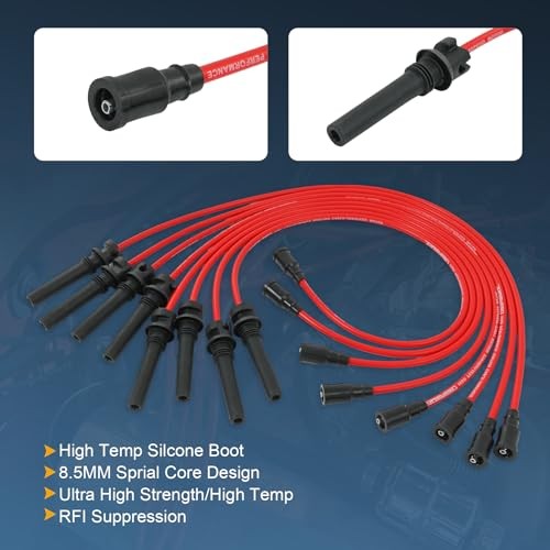 JDMSPEED Spark Plug Wire Set 8.5MM Red for Dodge Ram