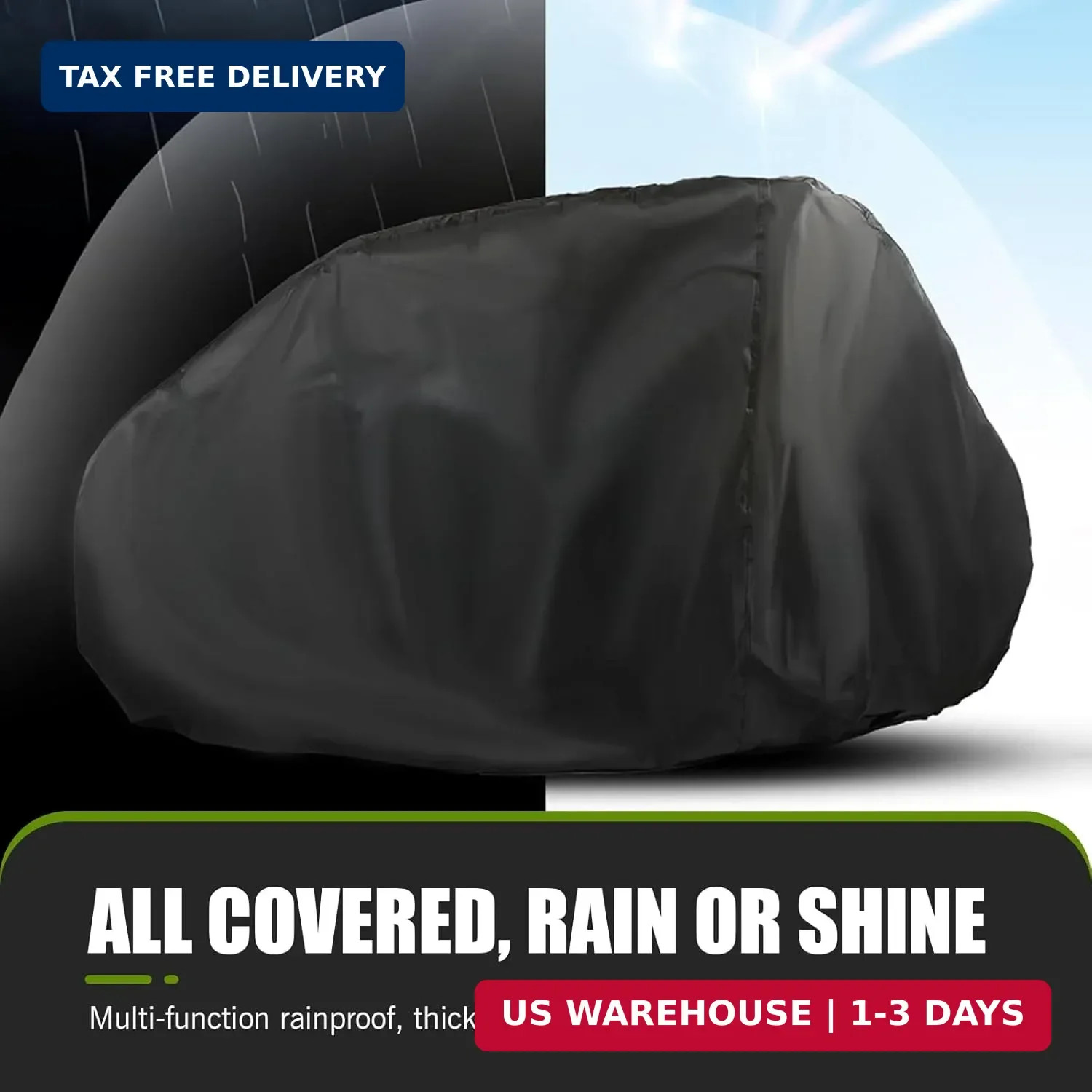 Motorcycle Cover for All Seasons, Full Coverage Waterproof Sun Protection Cover