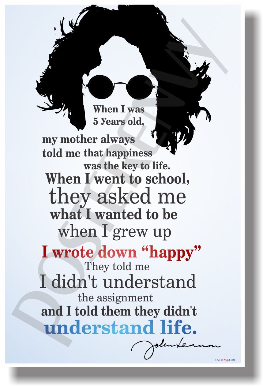 I Wrote Down “Happy” 2 – John Lennon – NEW Famous Musician Quote Poster