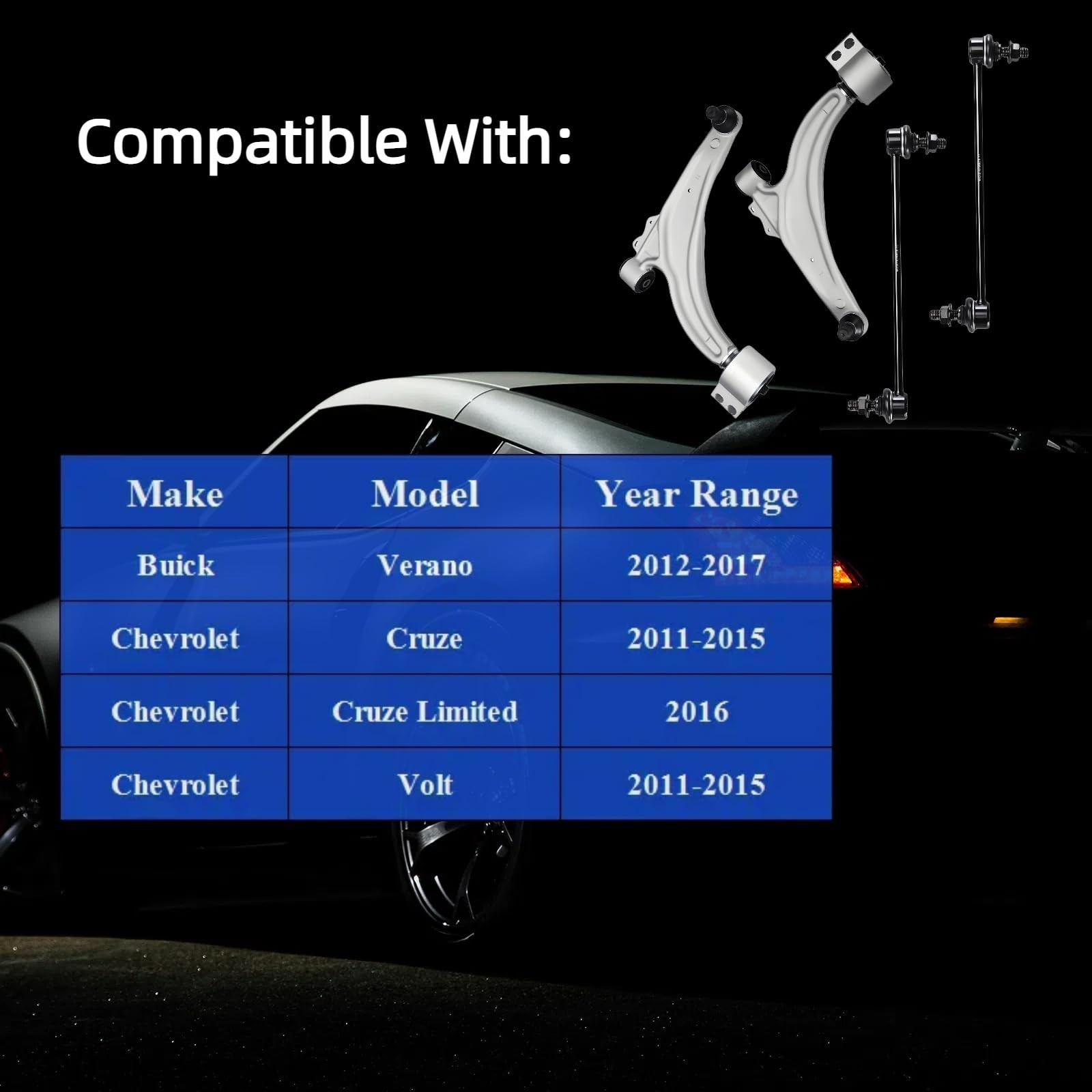 4PC Front Lower Control Arm Kit for Buick Verano 2012-2017, for Chevy Cruze 2…