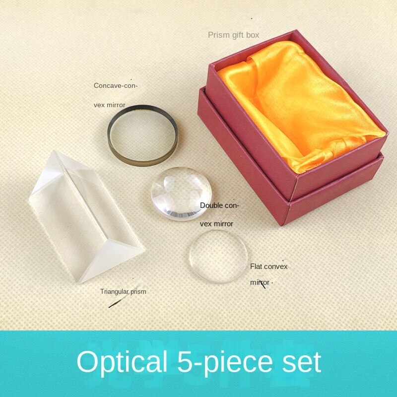 Set of 5 pieces Prism Look Rainbow Physics Puzzle Experiment Set Optical Glass