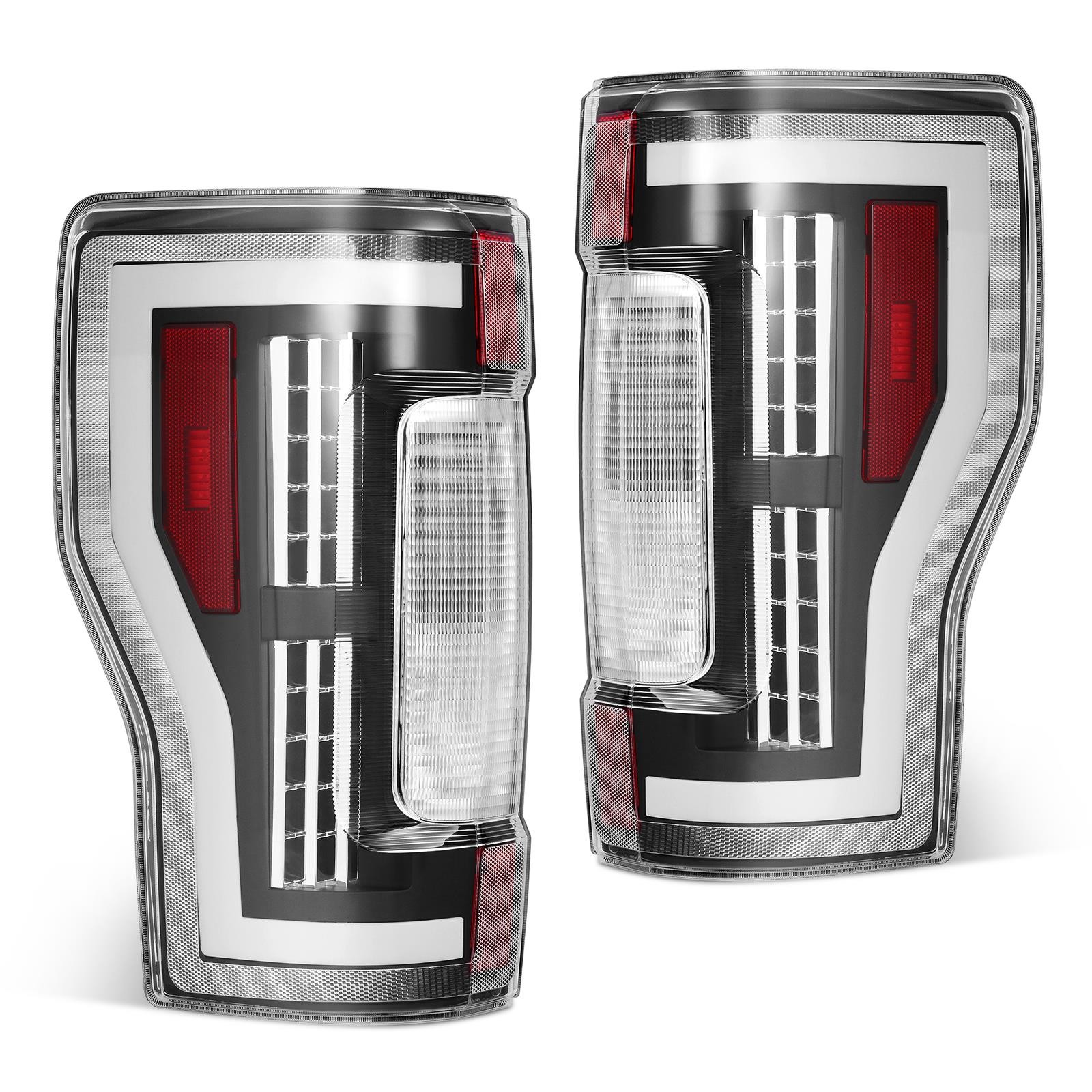 17-19 Ford F250 F350 F450 Sequential LED Tail Lights Black Housing Clear Lens