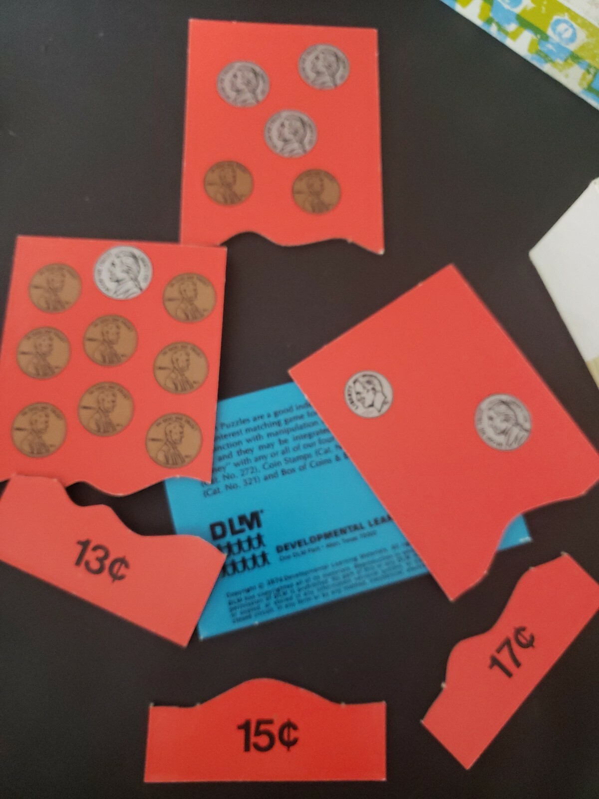 Coin Puzzles Cards DLM educational 1974 VTG