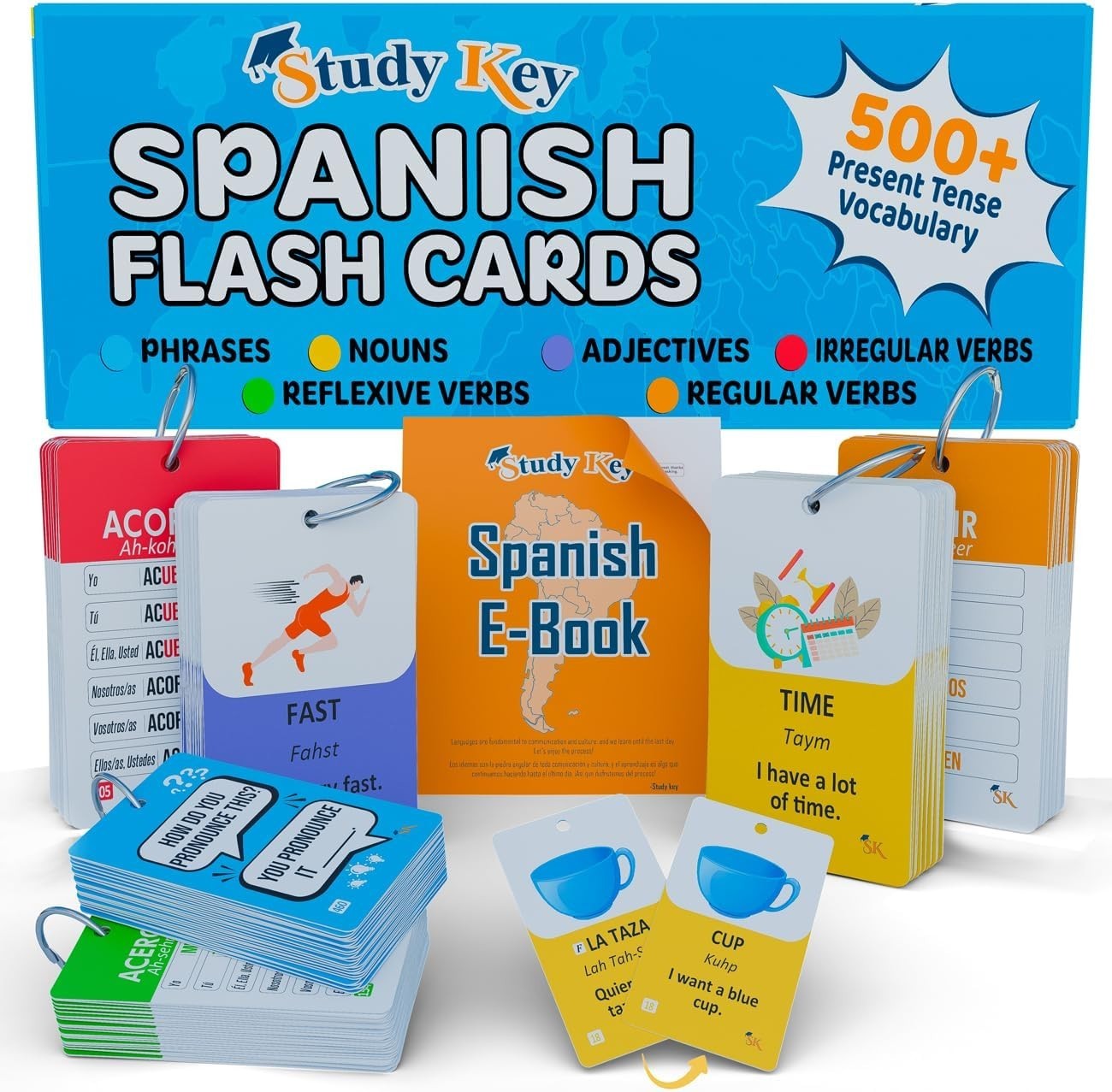 500+ Spanish Vocabulary Flash Cards for Adults & Kids Ages 15+ – Verb Conjuga…