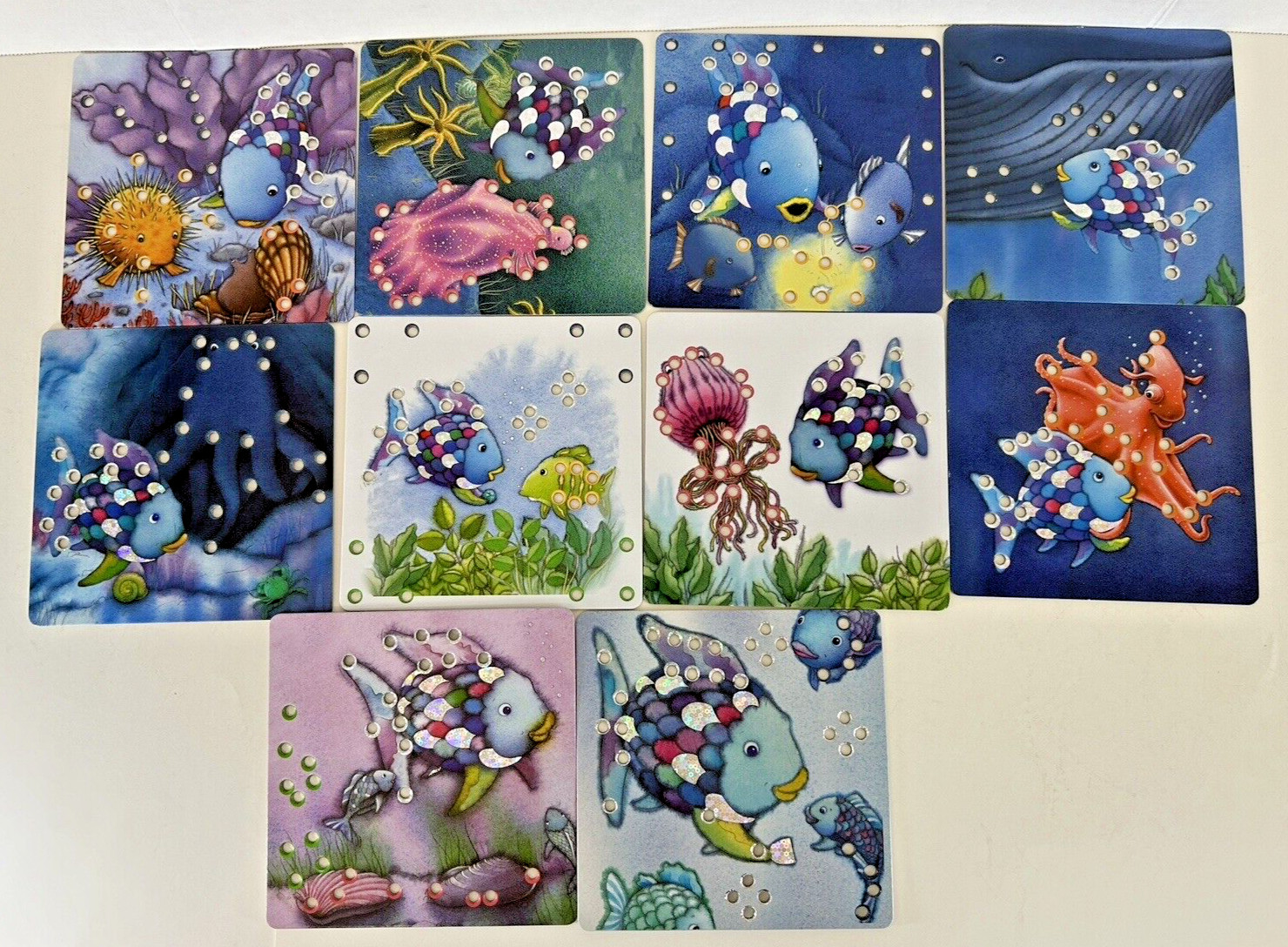 MindWare Lacing Cards The Rainbow Fish Age 4+ Fine Motor Skills Set of 10