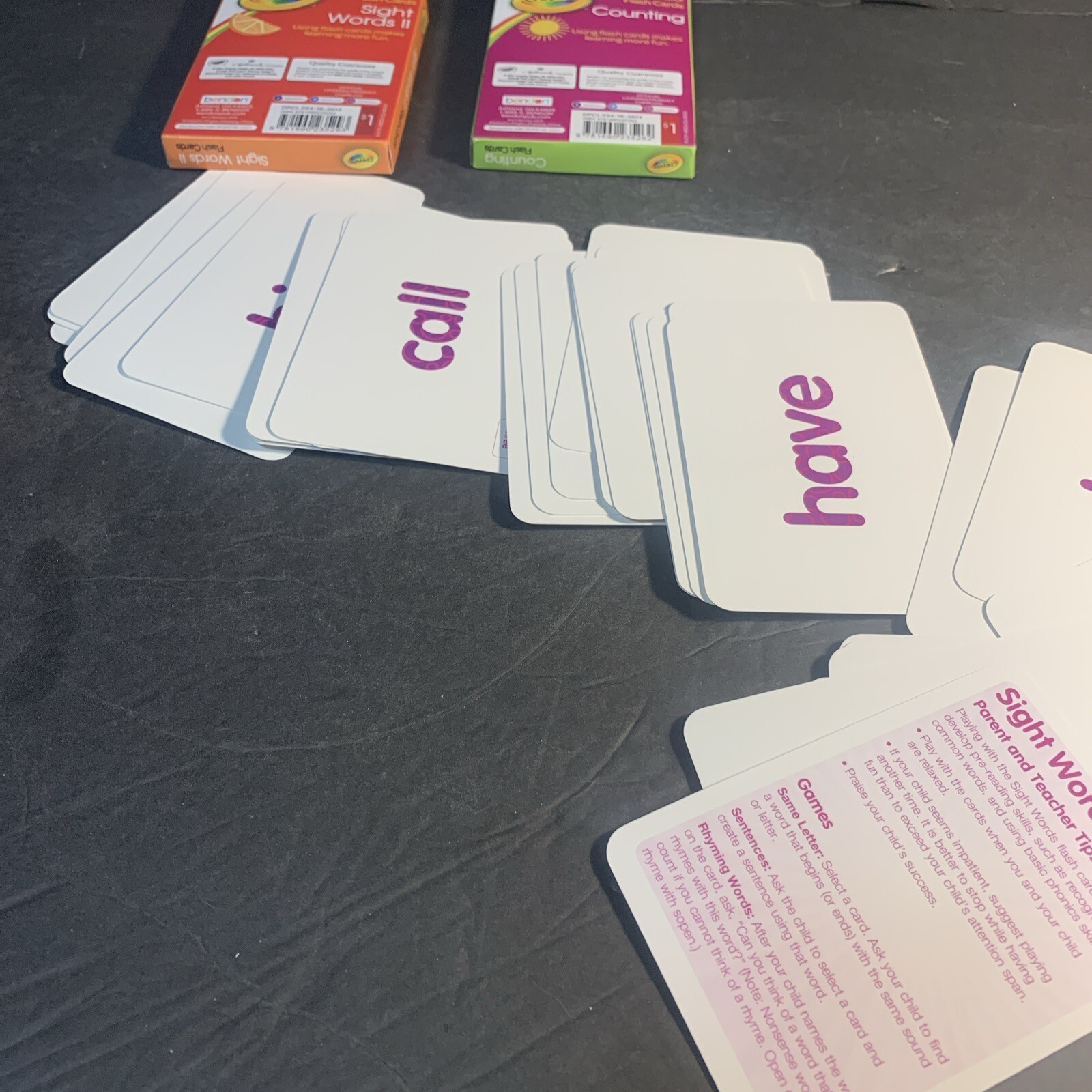 3 Sets of NEW CRAYOLA Flash Cards Counting, Sight Words, Sight Words 2