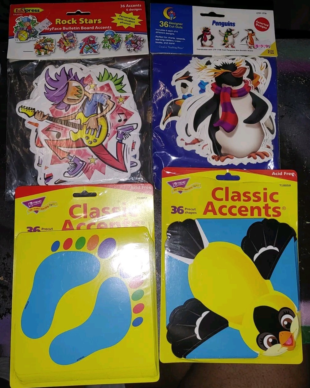 Lot Of 4 New Packs Of Classroom Decorations & Bulletin Board Accents 144 Pieces
