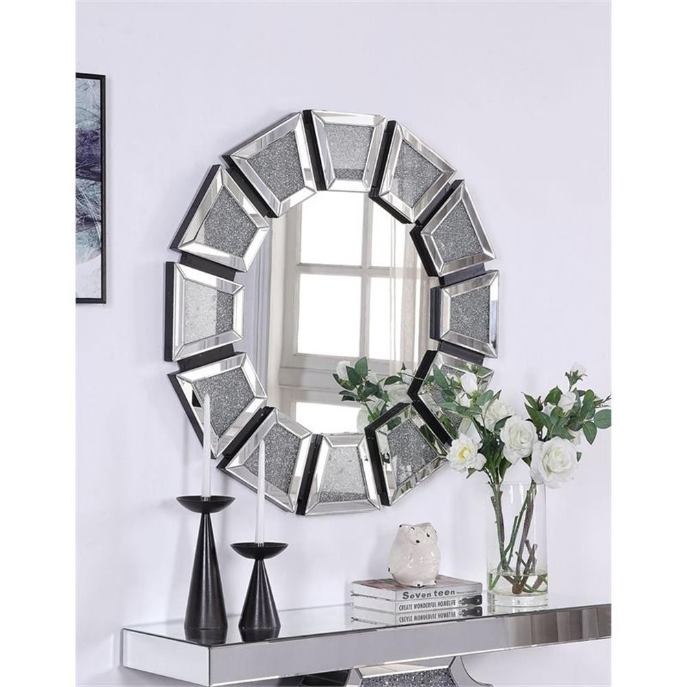 Acme Nowles Wall Decor in Mirrored and Faux Stones