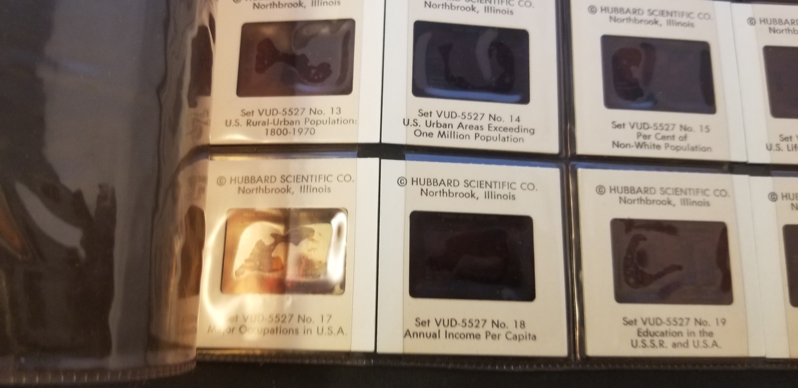 Vintage Hubbard Scientific Co VUD-5527 Set 1-20 Color Slides Census Information