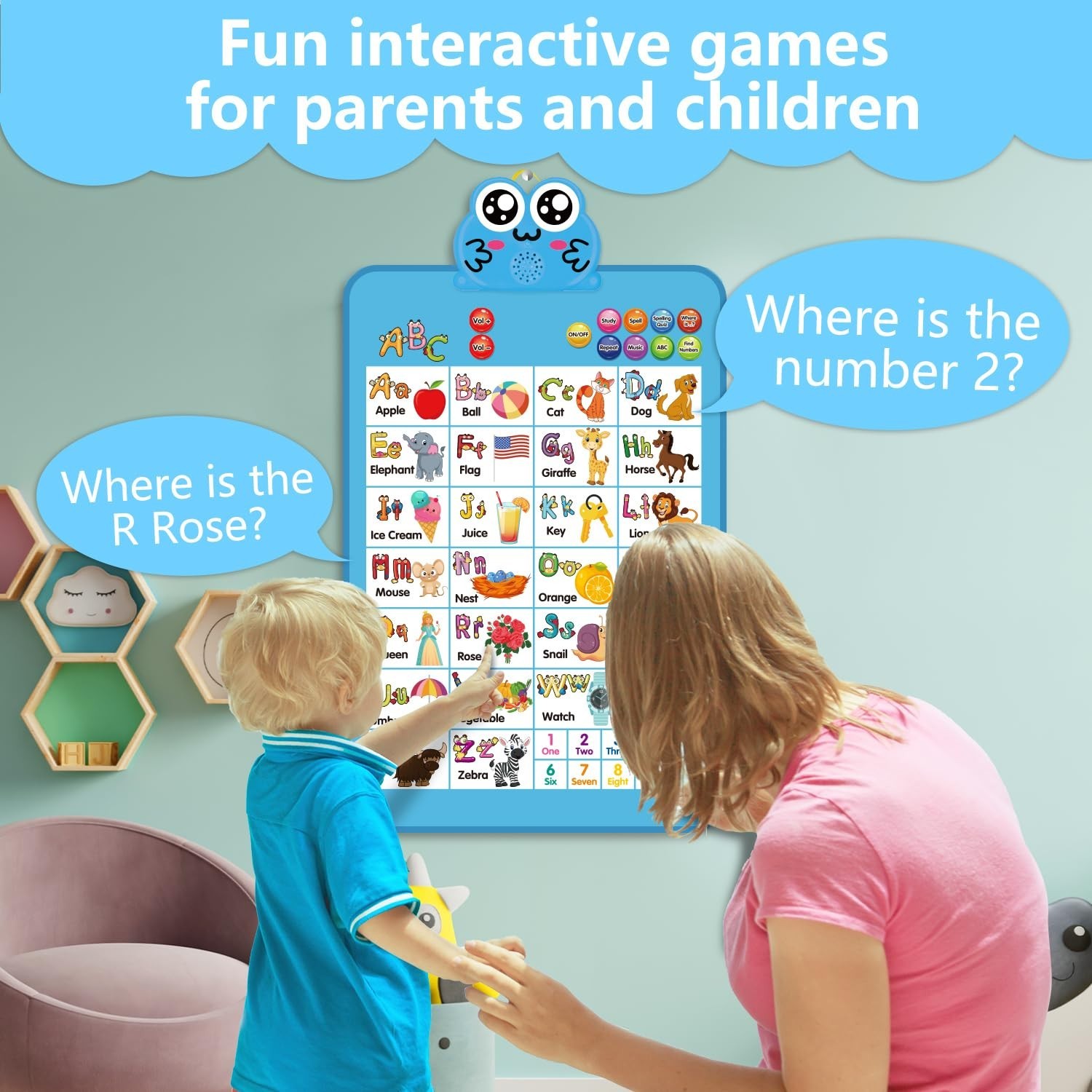 Interactive Alphabet Wall Chart – Educational Learning Poster with Music & Games