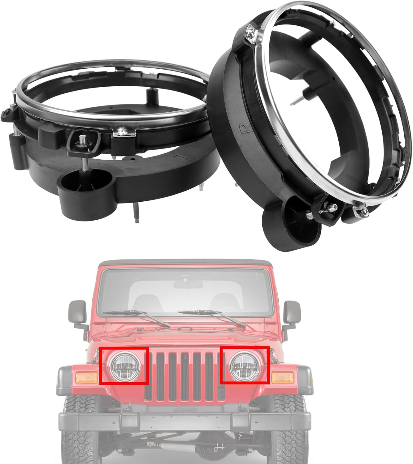 Jeep Wrangler Headlight Bulb Brackets Kit 1997-2006 – LH & RH Replacement