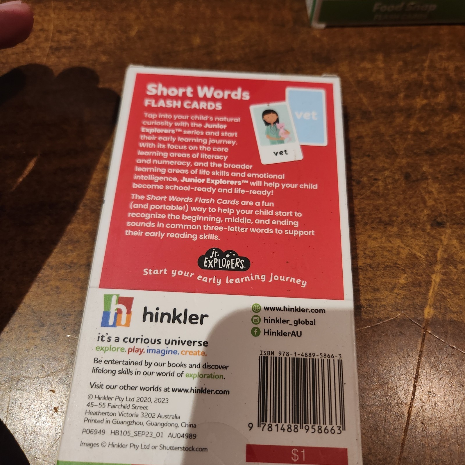 4 -Hinkler jr. Explorers Flash Cards, Pets Memory, Short Words, Food & Color