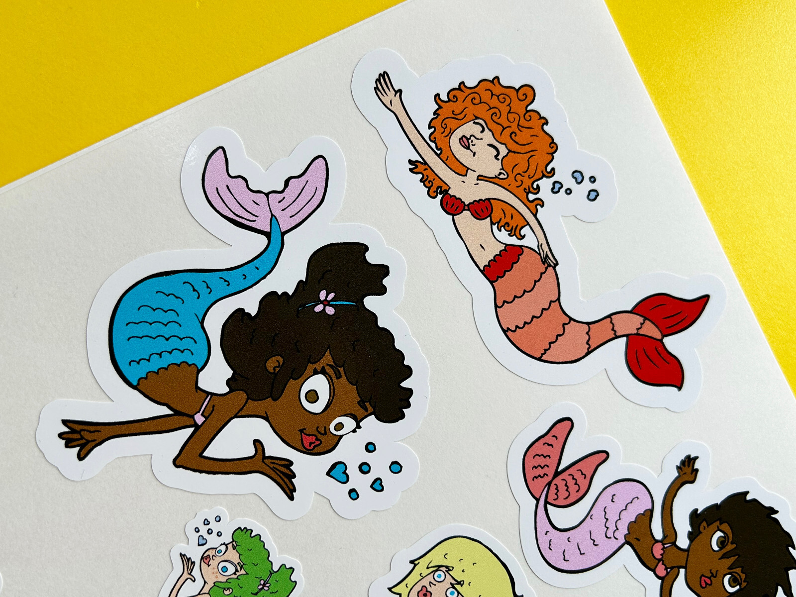 Fun set of 12 marvelous MERMAID stickers, cut to shape just peel and stick