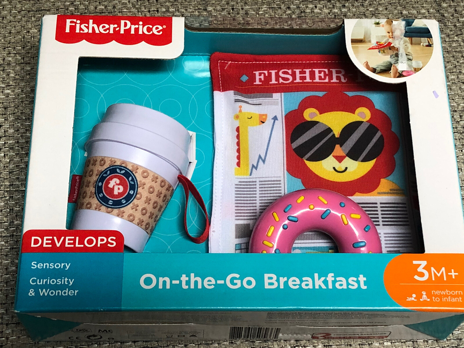 NIB Fisher-Price On-The-Go Breakfast Pretend Food Doughnut Coffee Kitchen NEW