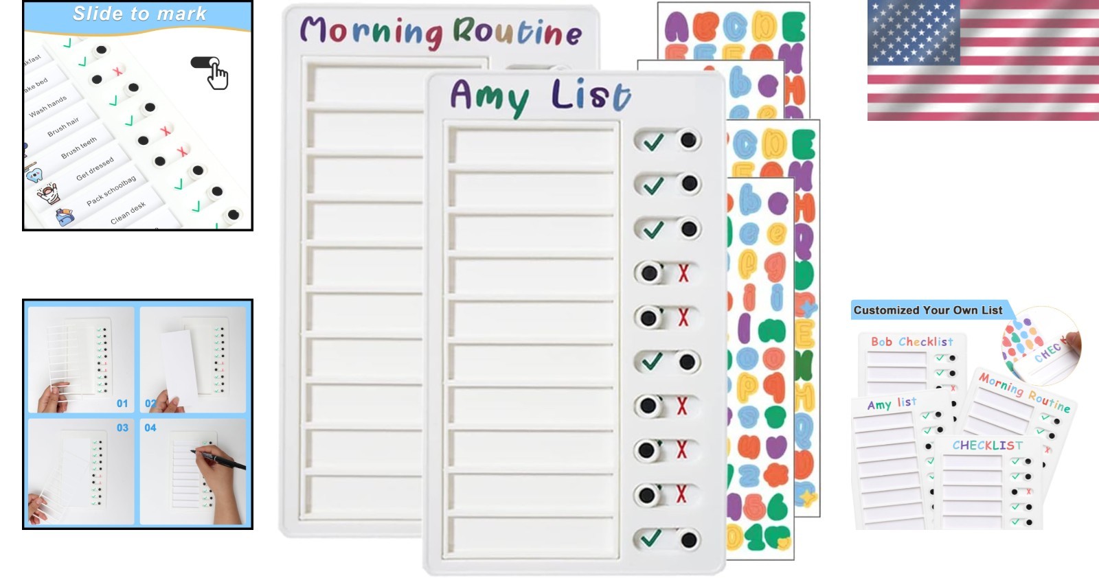 2-Piece Waterproof Chore Checklist Boards – Engaging Tools for Kids’ Daily Tasks