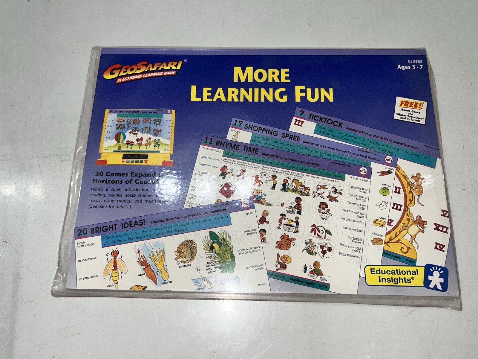 GeoSafari More Learning Fun Electronic Learning Game Pack Game Card 1991