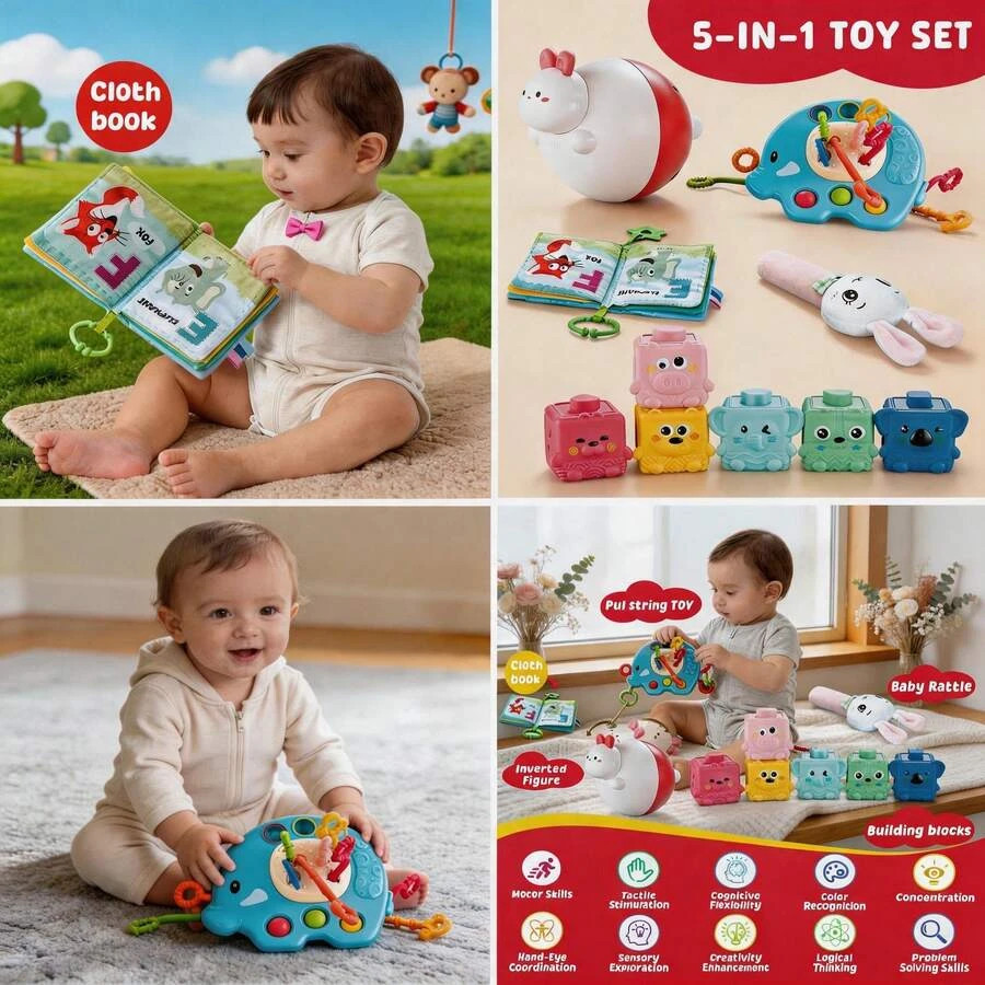 5-In-1 Montessori Baby Toy 6-12-18 Months Educational Sensory