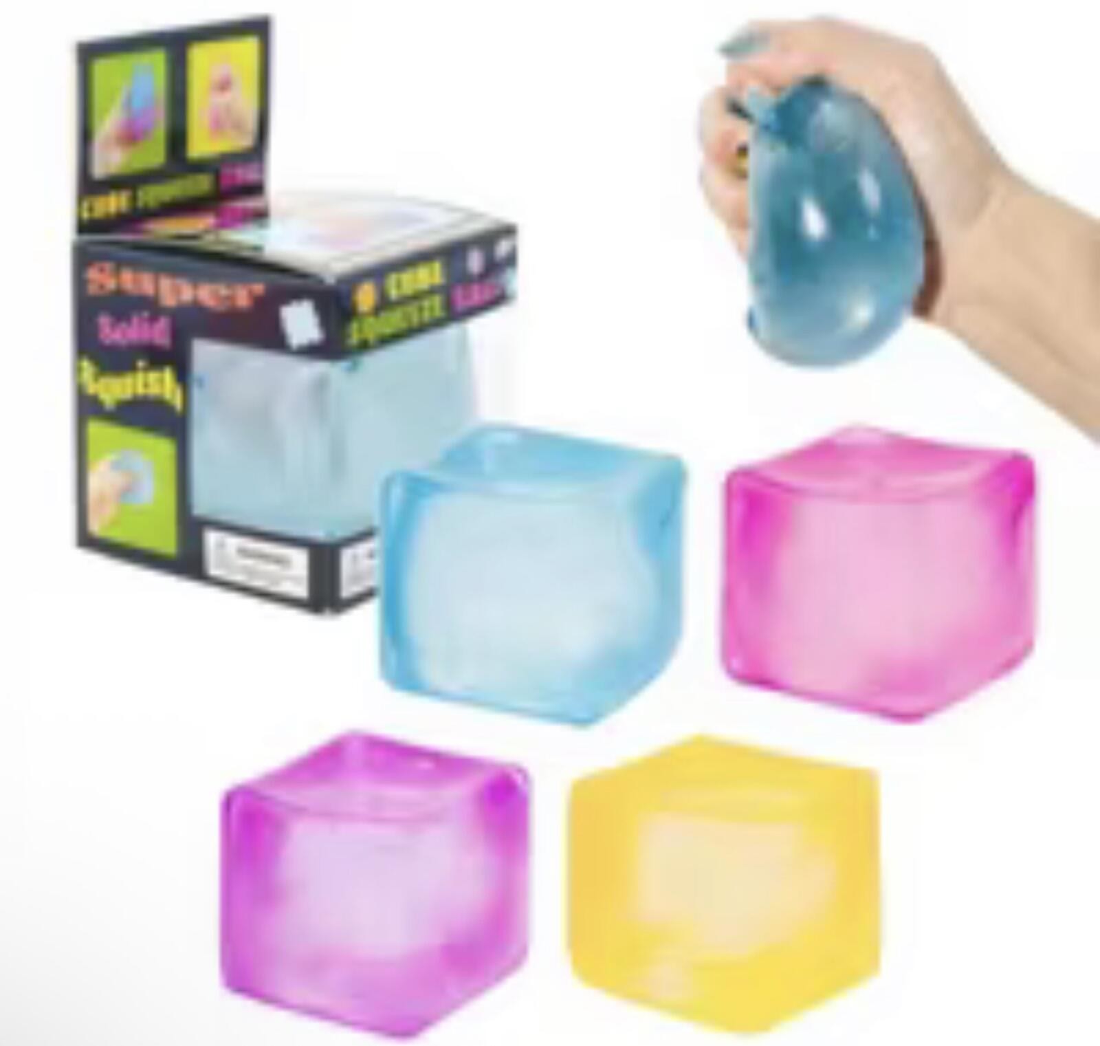 LOT of 50 Cube Squeeze Ball Sensory Toy Blue, Purple, Pink & Orange 3+