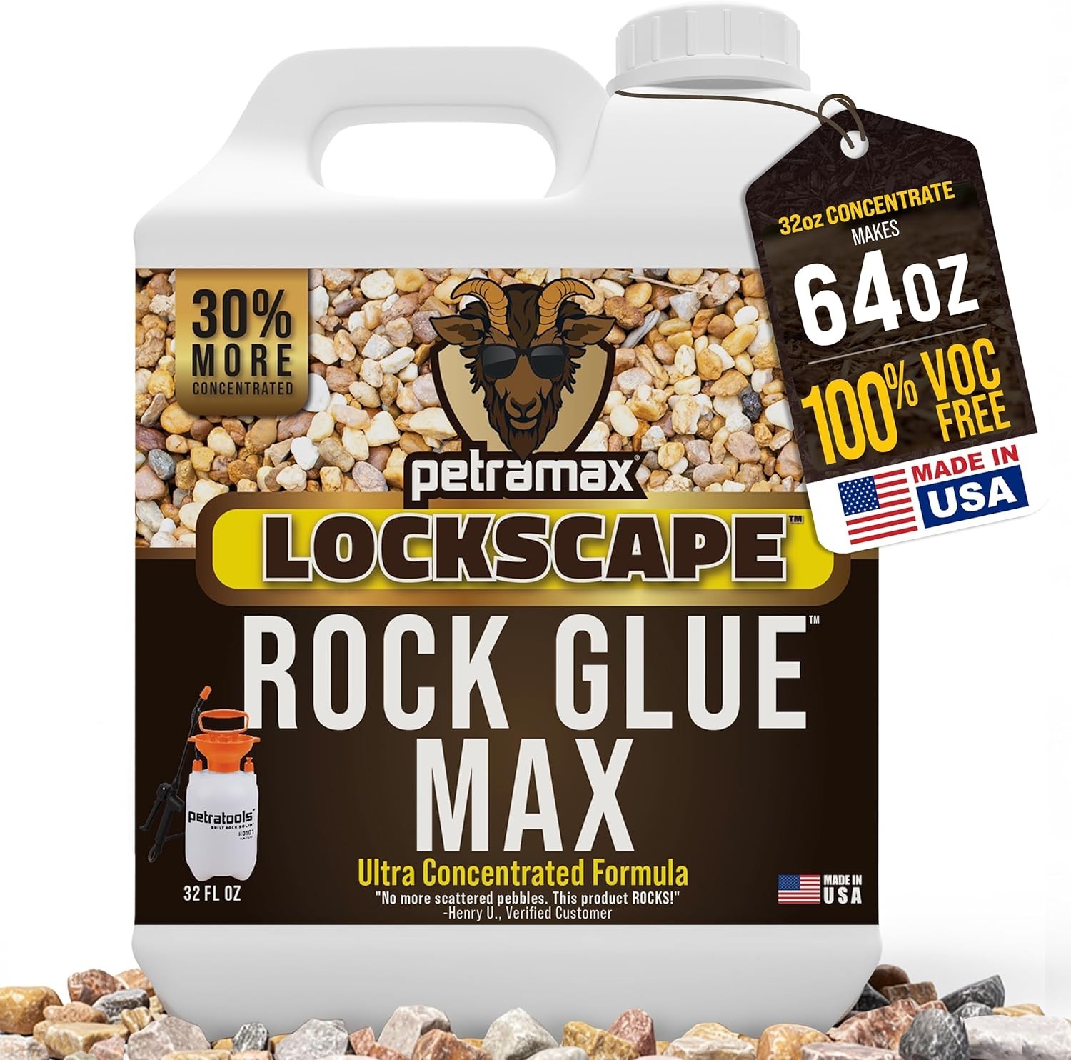 Max Rock Glue for Landscaping, 32 Ounce – Ground Coverage & Pet Safe Mulch Gl…