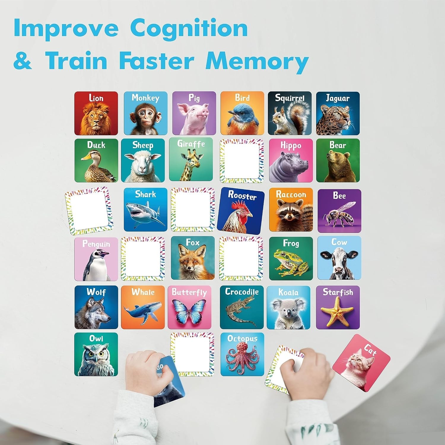 72 PCS Memory Matching Game, Real Animal Matching Cards for Toddlers 36 Pairs…