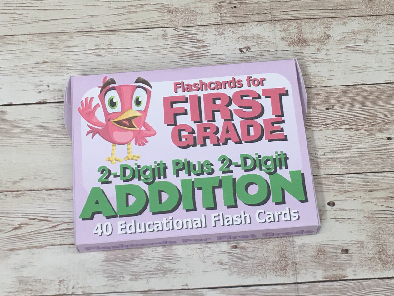 Addition 2-digit plus 2-digit Flashcards For First Grade – Educational