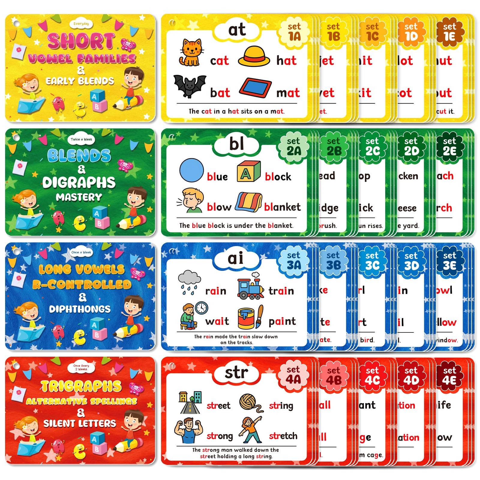 Phonics Flash Cards, Sight Words Flash Cards for Kindergarten, Learn to Read …