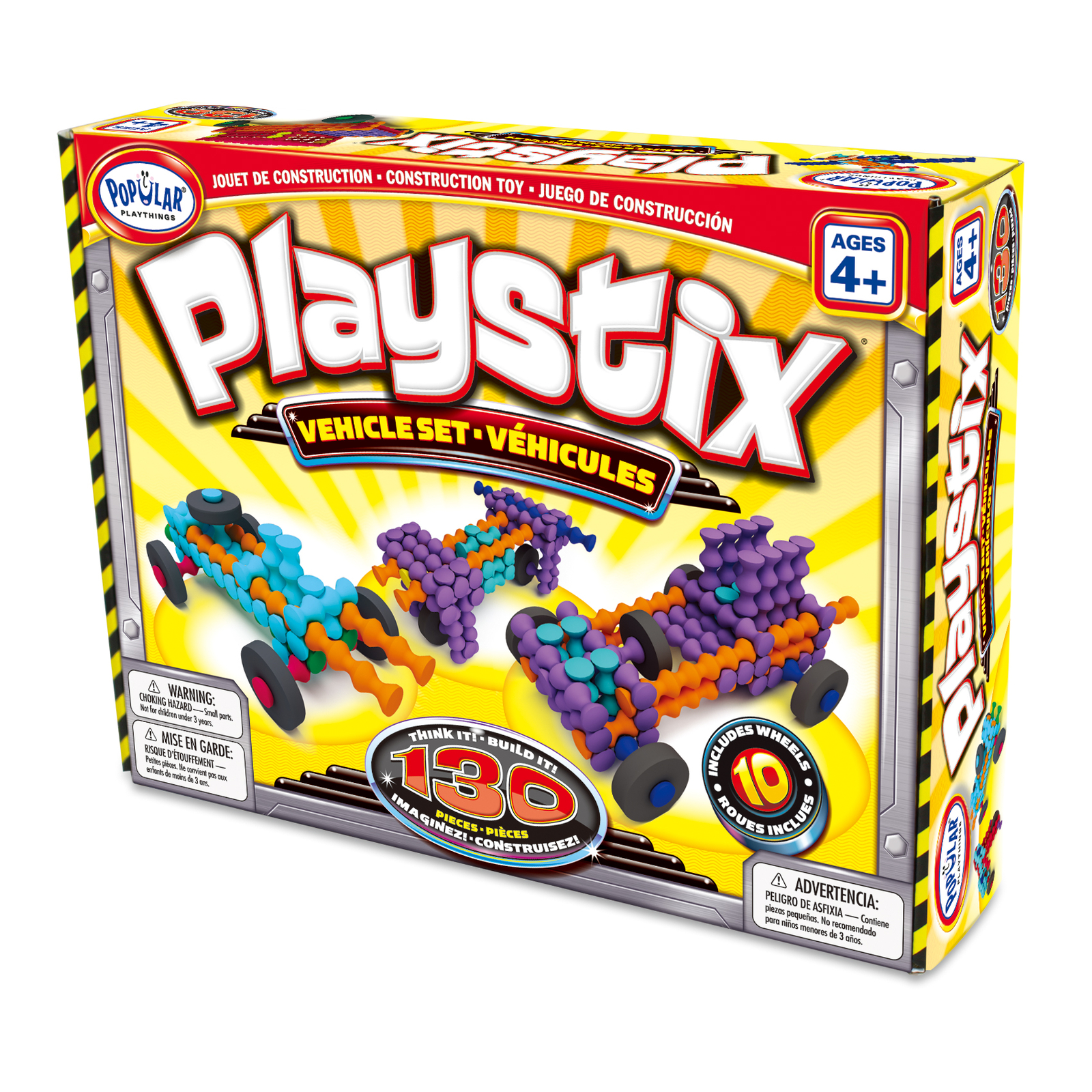 New – Popular Playthings Playstix Vehicles 130 Piece Set – Ages 4+ | 1+ players