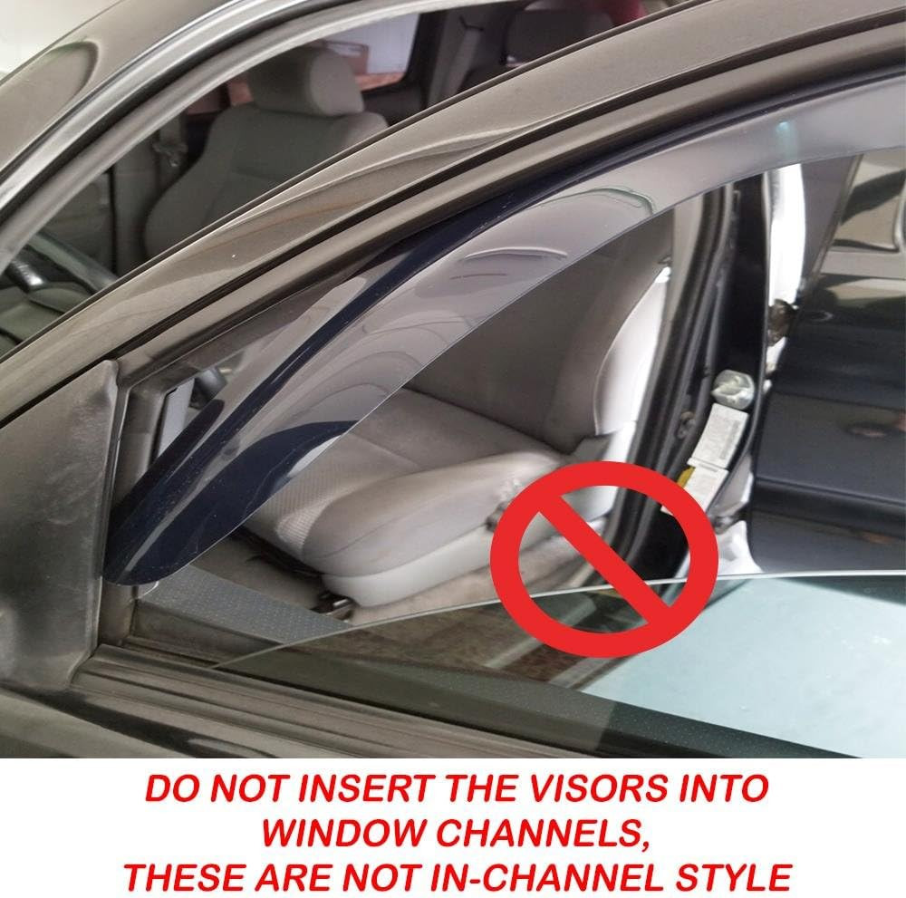 Smoked Out-Channel Window Vent Guard Rain Visors for 2011-2016 Hyundai Elantra S