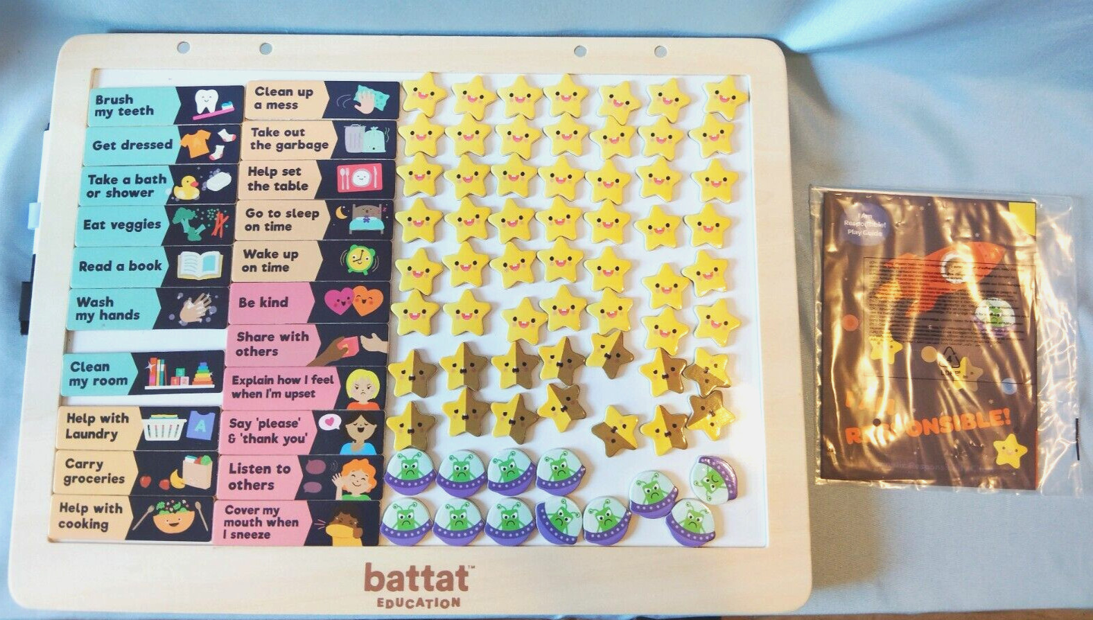 Battat Education I Am Responsible Magnetic Chore Chart Kids Space Theme Used