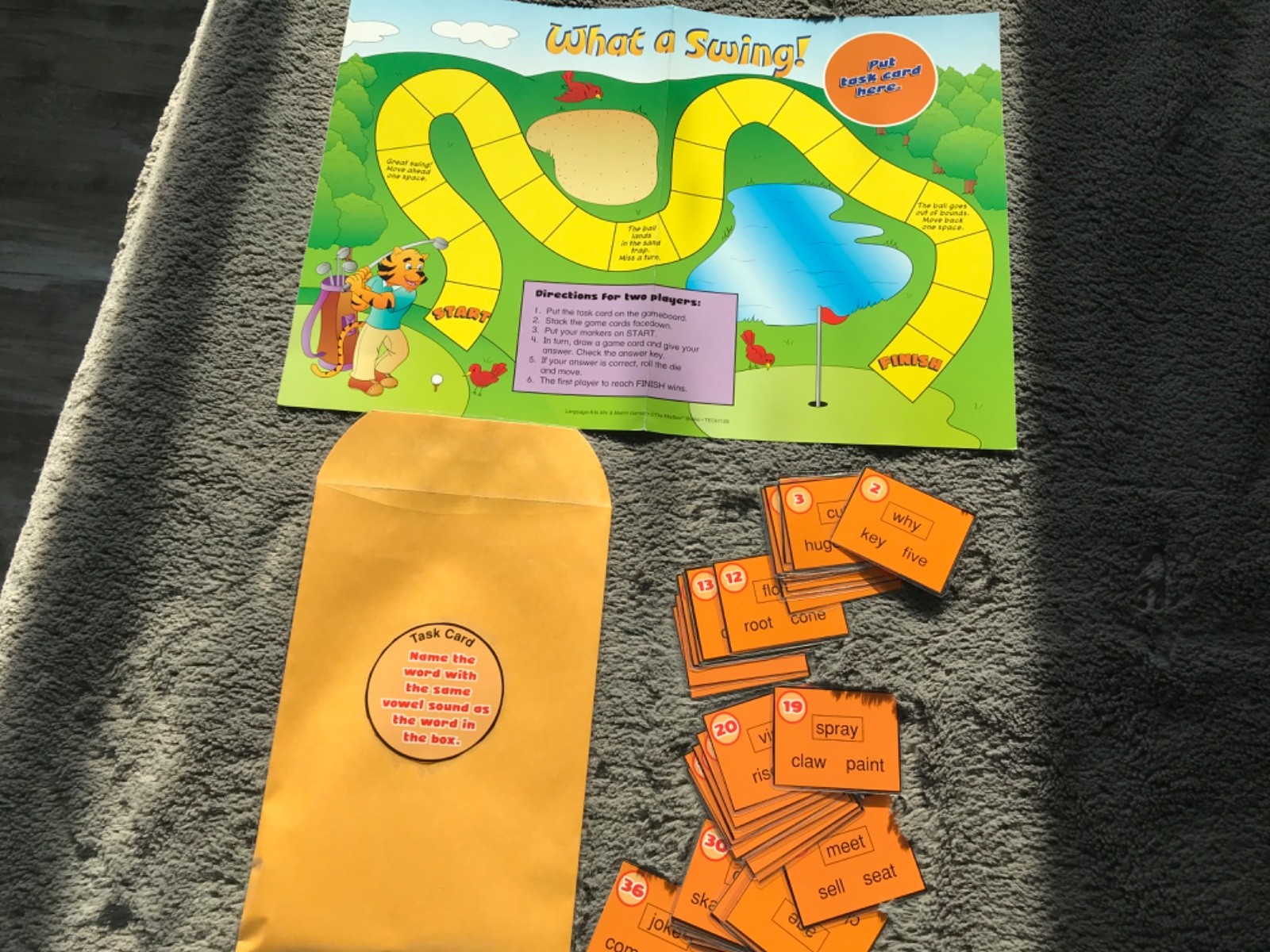 What a Swing! Long vowel sounds lang arts teacher game resources 2nd grade