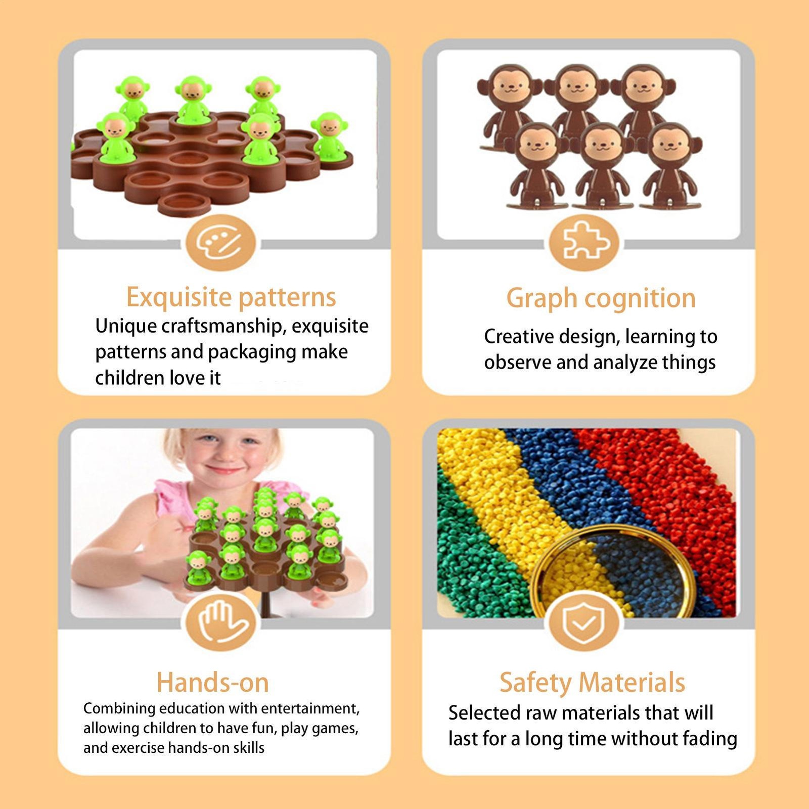 Monkey Balance Game Interactive Stacking Toys Focus Training Game For Kids