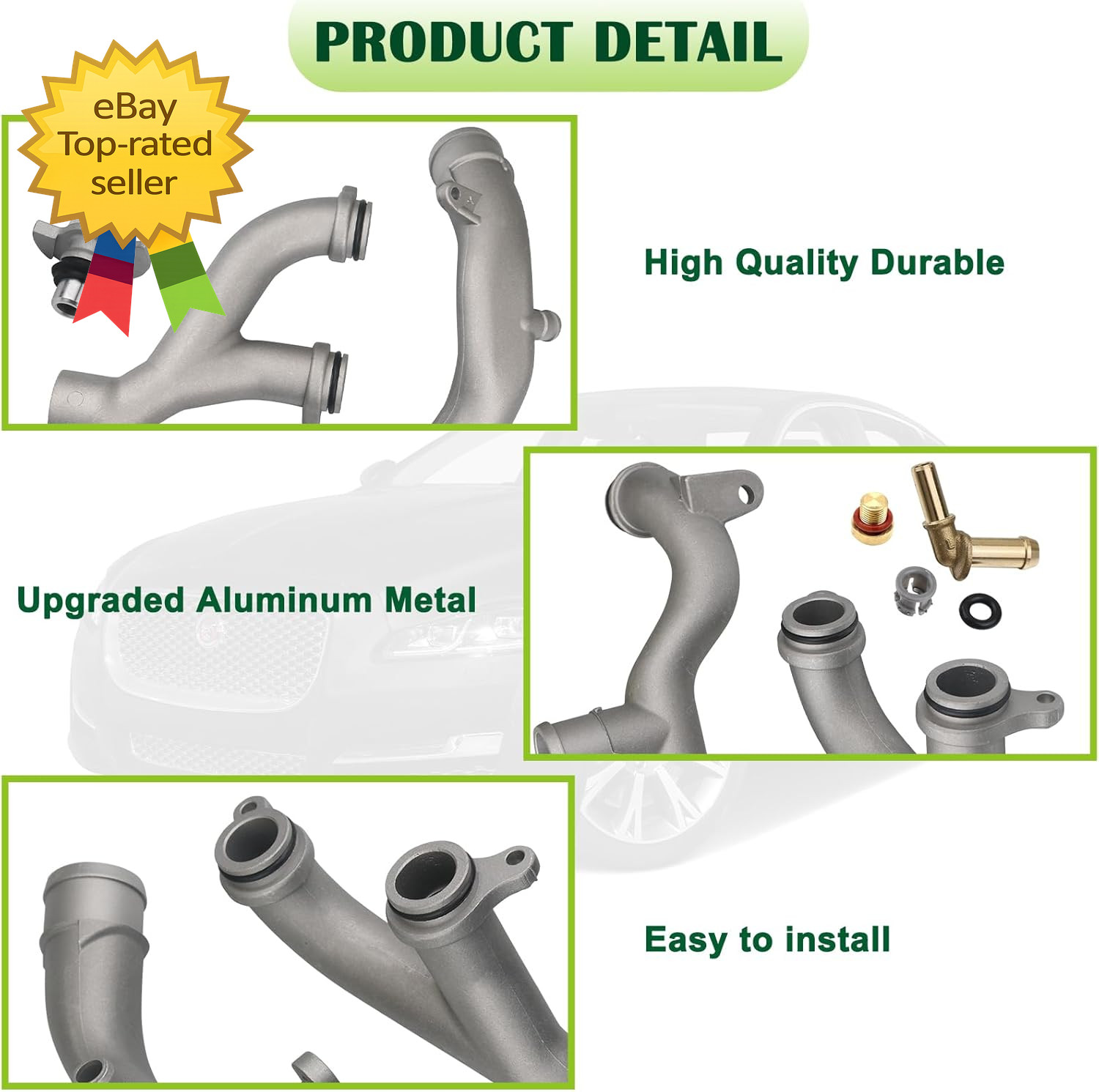 Aluminum Coolant Outlet Pipe Kit for 30L V6 50L V8 Engine Replacement Set