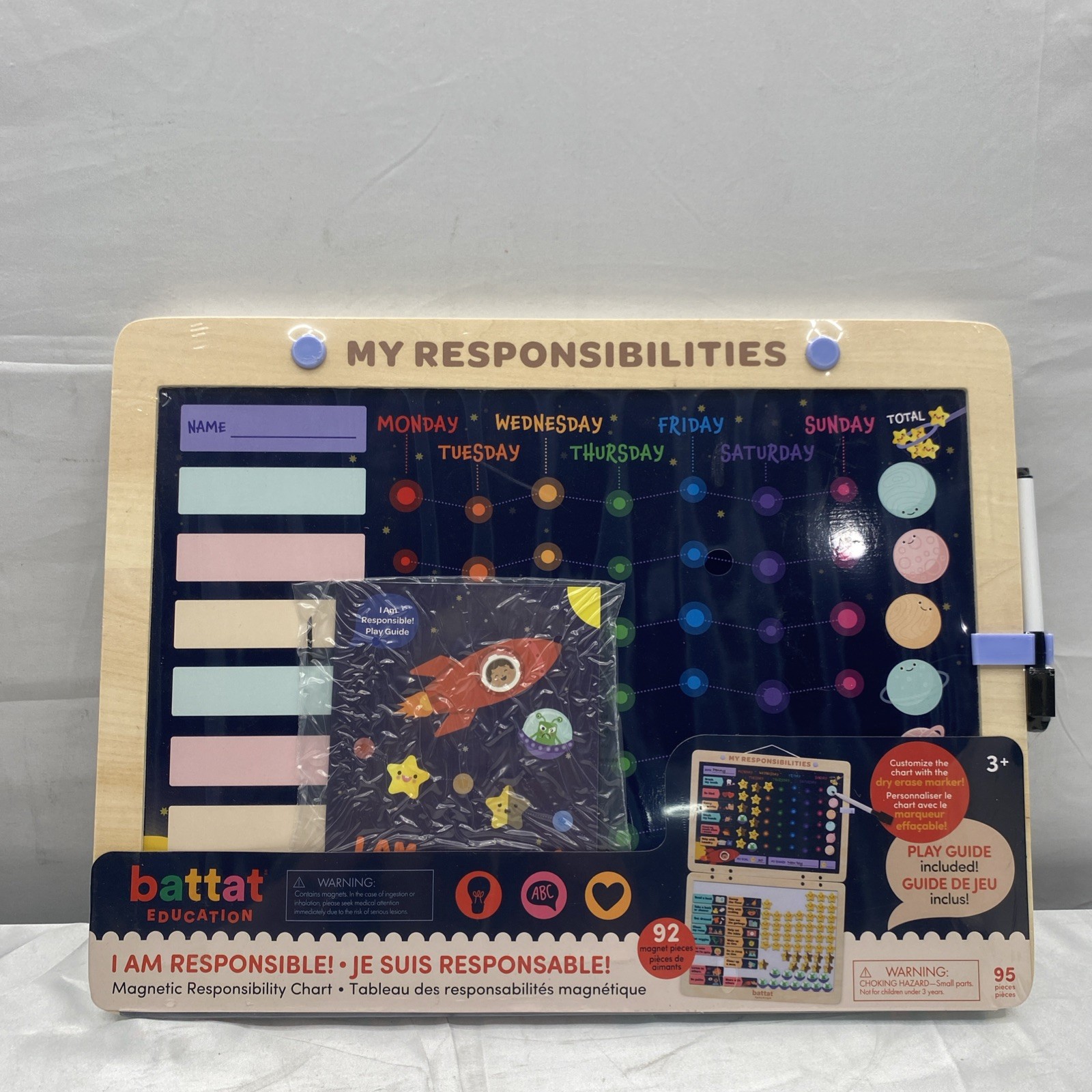 Battat My Responsibilities Magnetic Responsibility Chart 92pcs Space Theme Kids