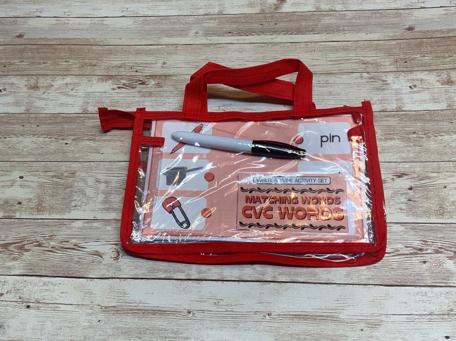 Busy bag – Write & Wipe Activity Set – Matching Words CVC Words – Learning