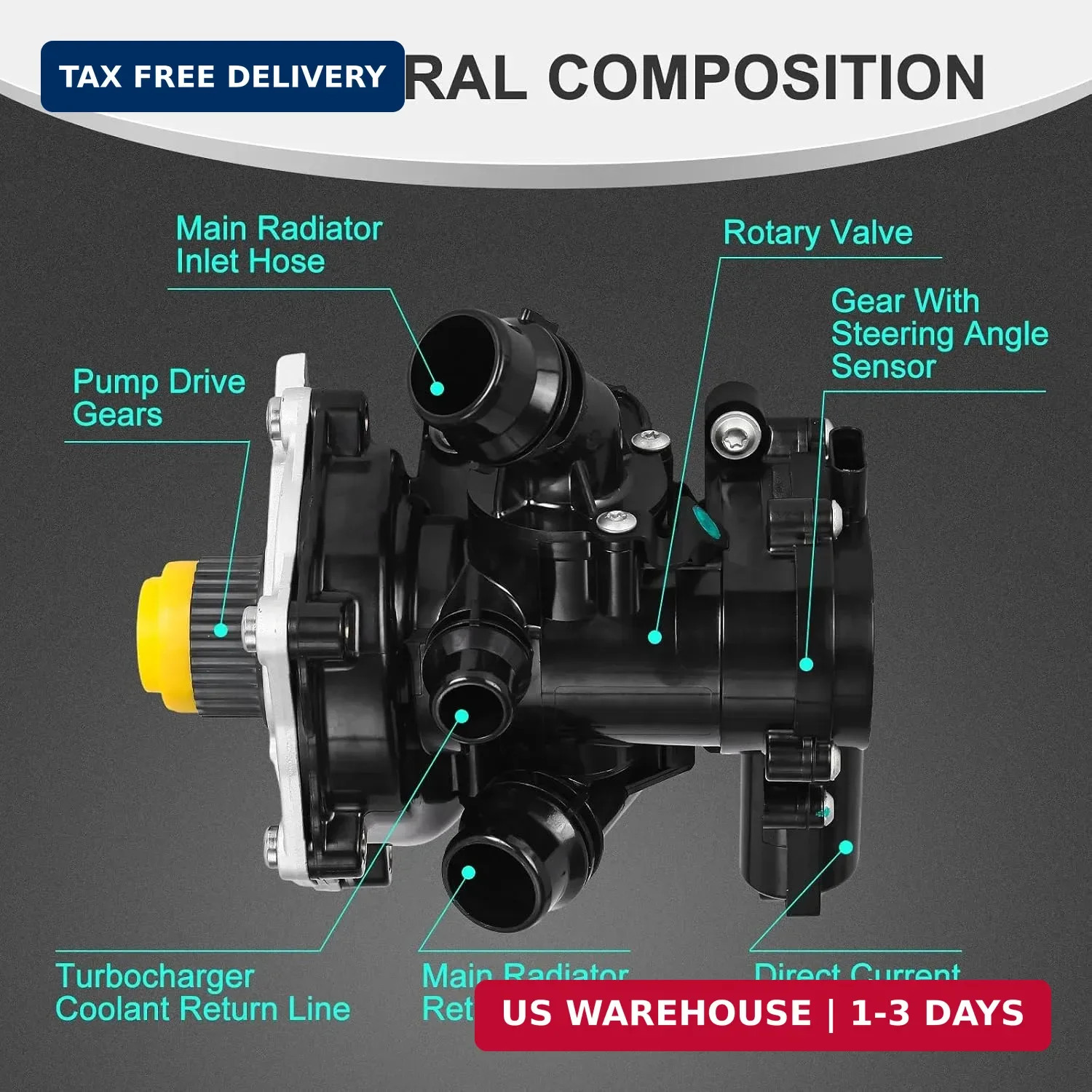 Electric Engine Water Pump 06L121111H, Coolant Pump Assembly Replacement for Aud