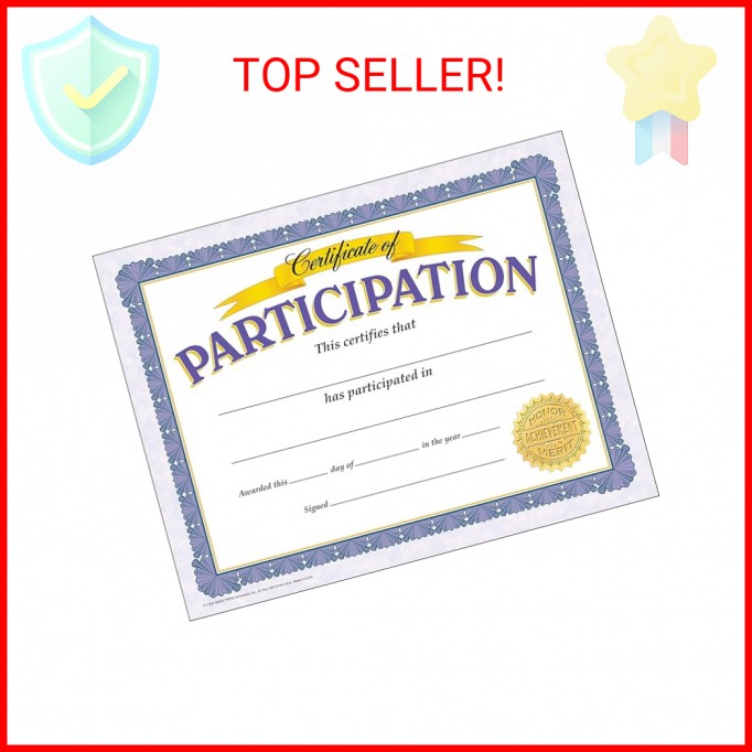 Trend Certificate of Participation Classic Certificates, 8-1/2″ x 11″, 30 Count