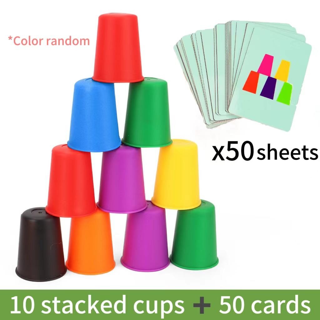 Montessori Toys Cup Game Card Educational Intellectual Color Cognition Children