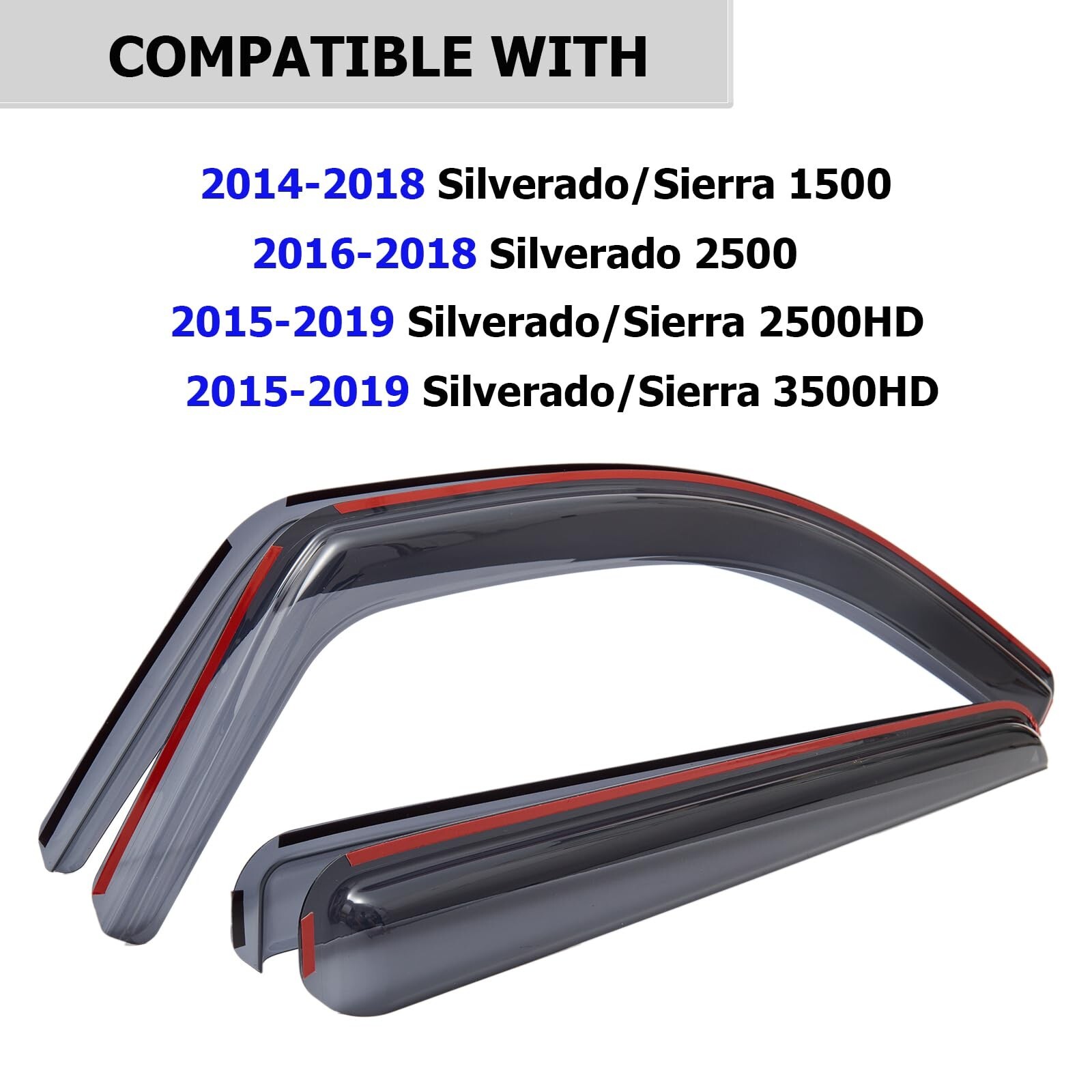 in-Channel Extra Durable Rain Guards Fit for Chevy Silverado/GMC Sierra 1500 …