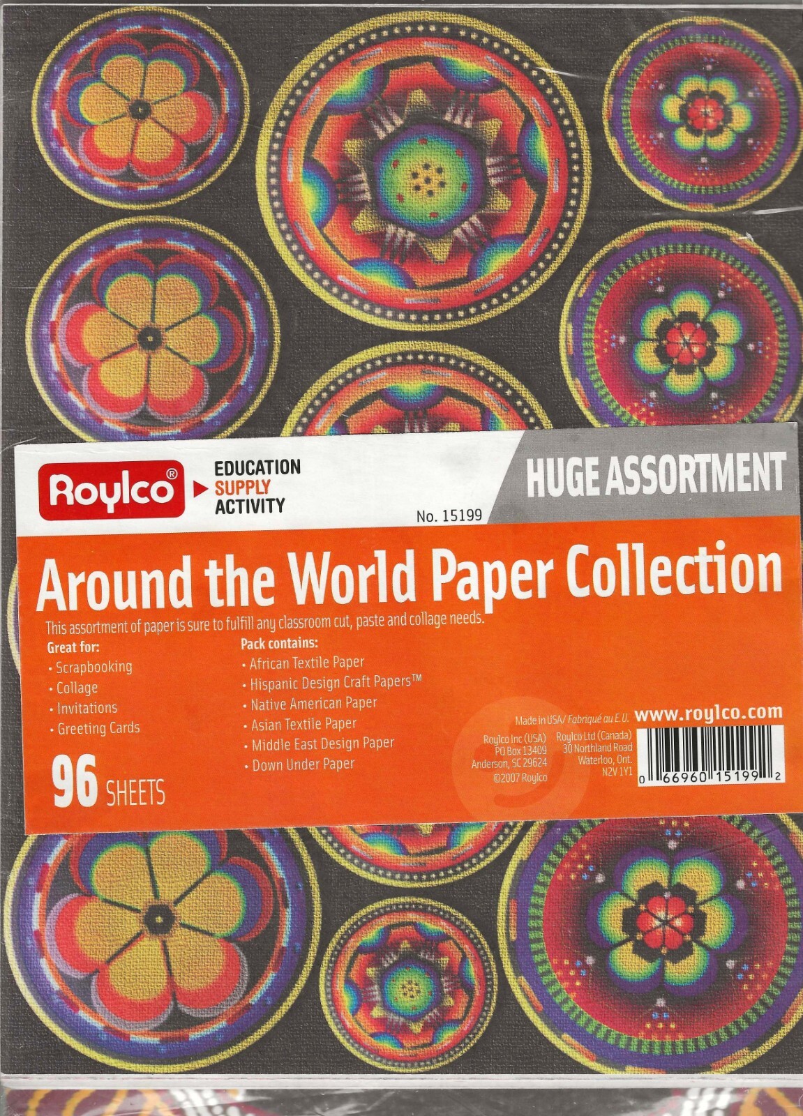 Roylco World Patterns Bulk Paper 8.5″ X 11″, 96 Sheets Multiple Color In Sleeve