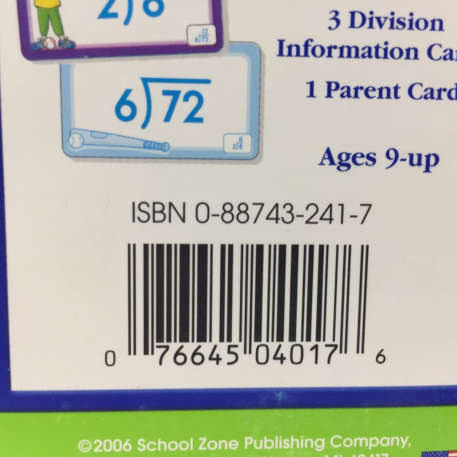 2 Packs Flash Cards School Zone Division 0-12 Fun Logic Alphabet Photo Counting